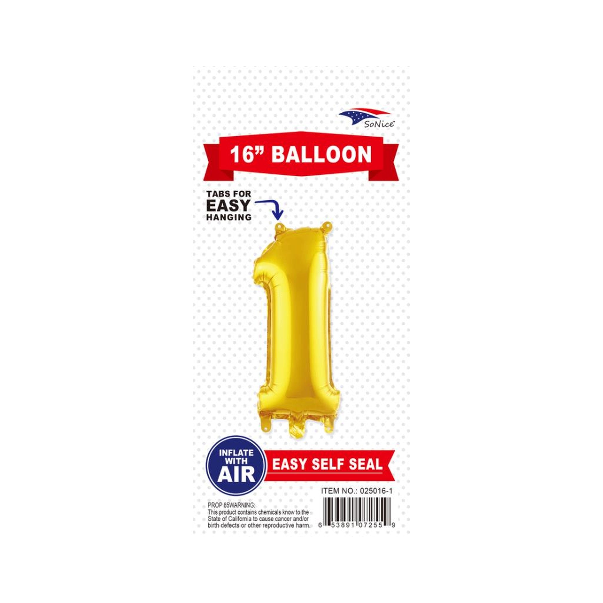16"Foil Balloon Number 1 Gold